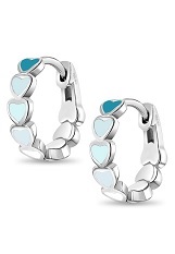 engaging silver blue heart huggie hoop baby earrings